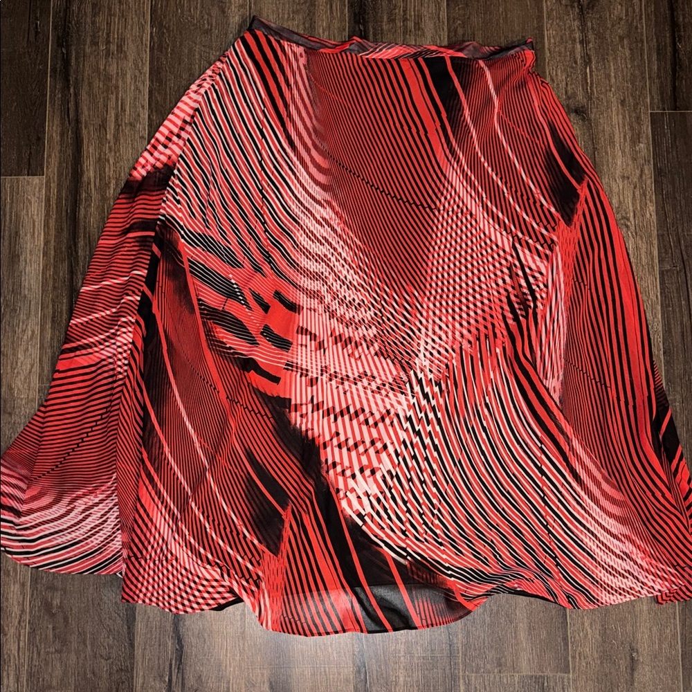 Roz & Ali Vibrant Red and Black A-Line Skirt